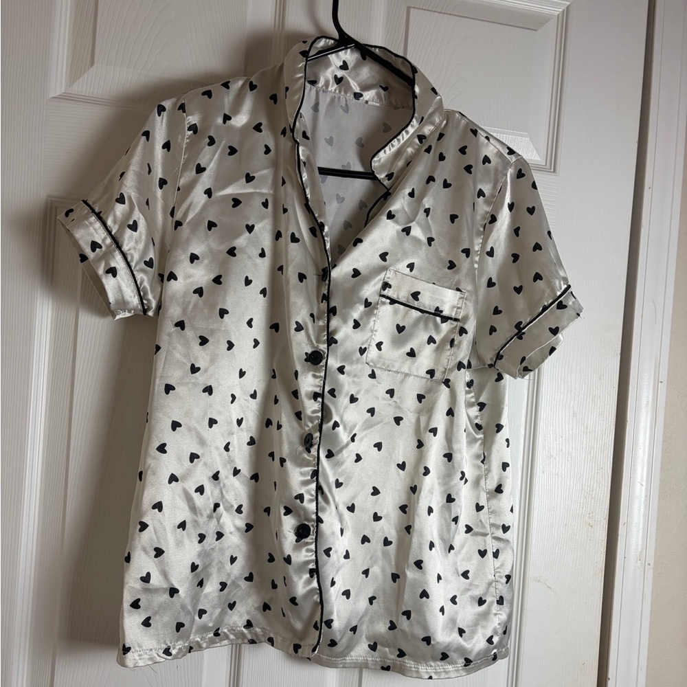 Silky Black and White Pajama Set!